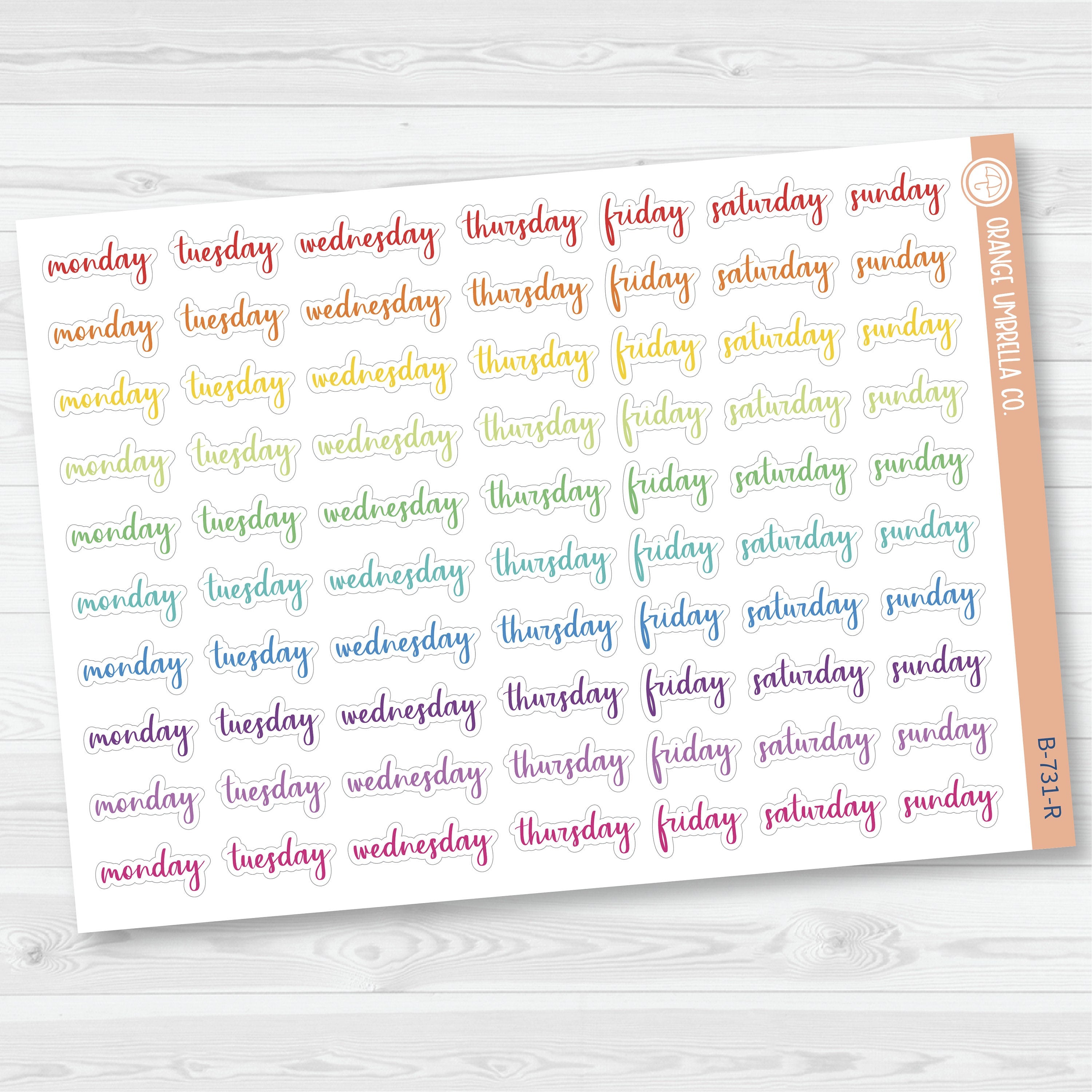 Day of the Week Header Planner Stickers | F14 | B-731