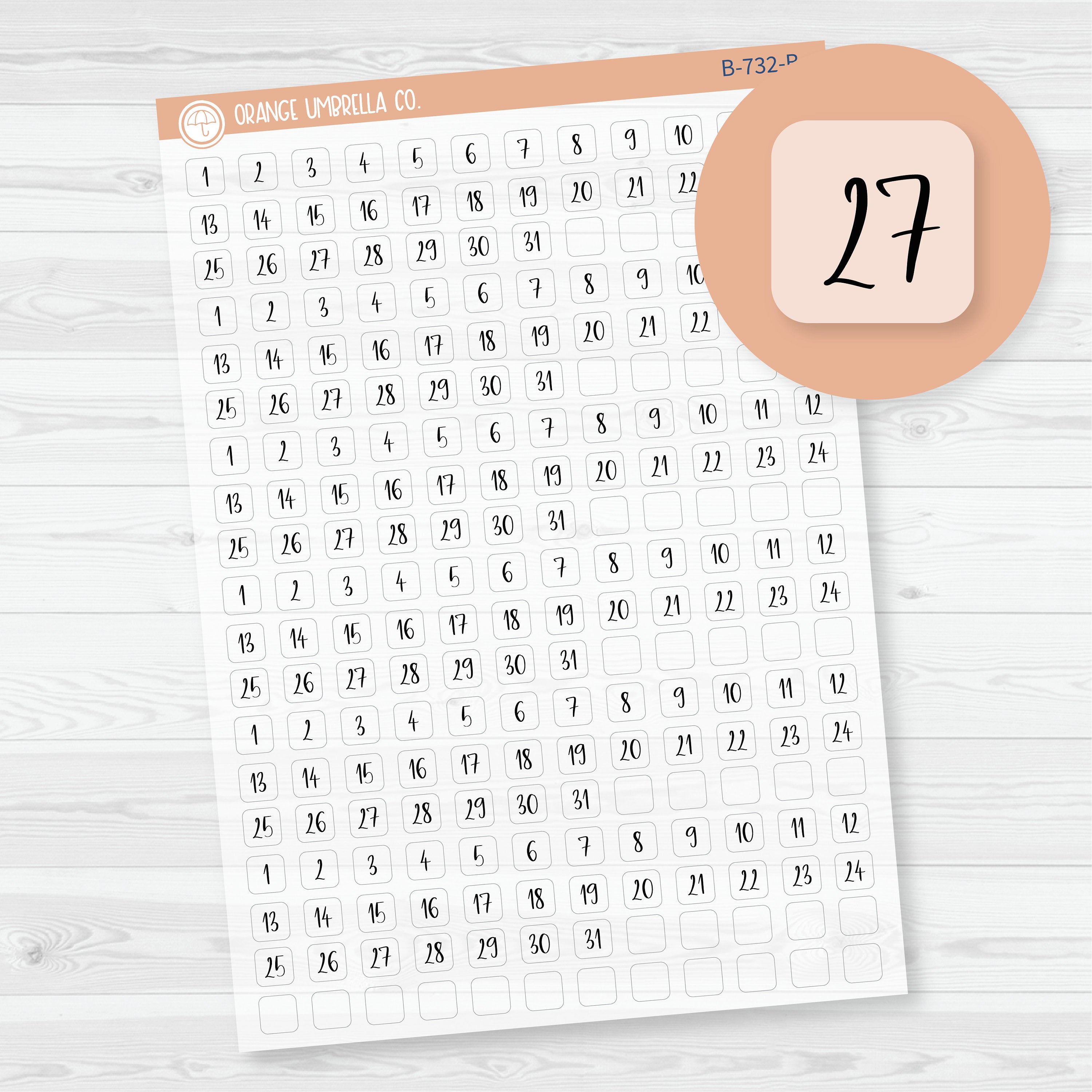 Mini Date Dots | 6 Months Planner Stickers | F14 Print Square | B-732-BCM