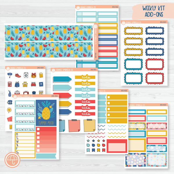 Summer Beachside Party Stickers | Weekly Add-On Planner Kit Stickers | Out Of Office | 331-012