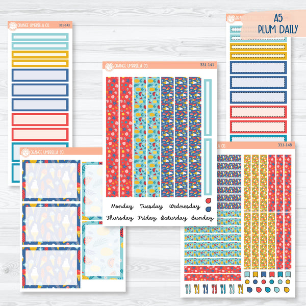 Summer Beachside Party Stickers | A5 Plum Daily Planner Kit Stickers | Out of Office | 331-141