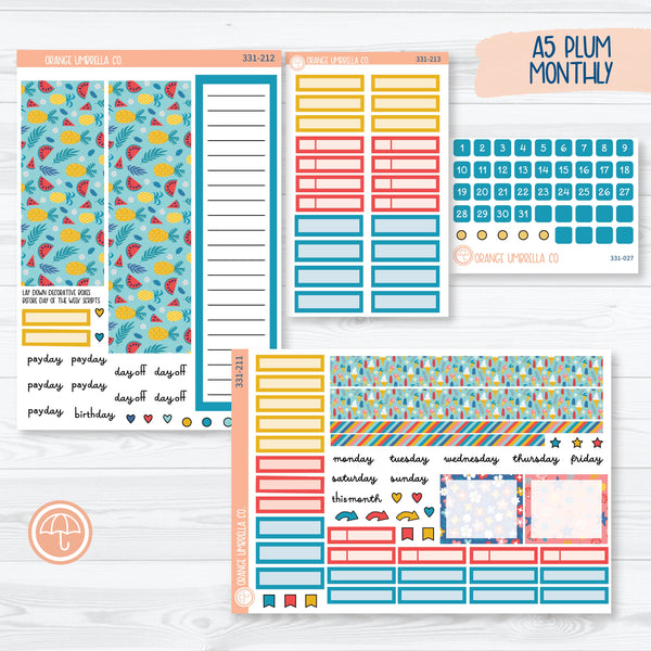 Summer Beachside Party Stickers | A5 Plum Monthly Planner Kit Stickers | Out Of Office | 331-211