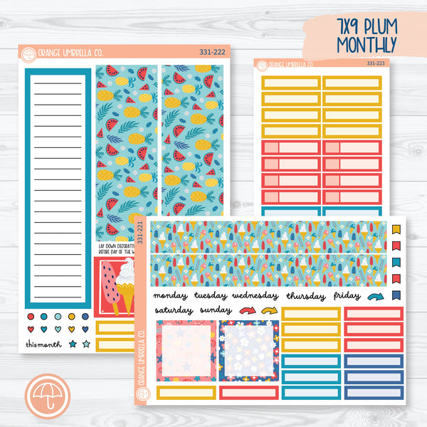 Summer Beachside Party Stickers | 7x9 Plum Monthly Planner Kit Stickers | Out Of Office | 331-221