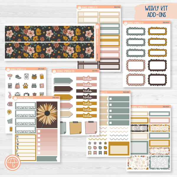 Late Summer Floral Stickers | Weekly Add-On Planner Kit Stickers | Living Is Easy | 332-012