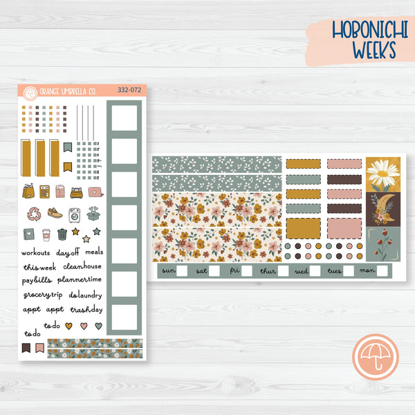 Late Summer Floral Stickers | Hobonichi Weeks Planner Kit Stickers | Living Is Easy | 332-071