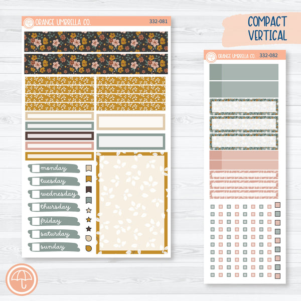 Late Summer Floral Stickers | Compact Vertical Planner Kit Stickers for Erin Condren | Living Is Easy | 332-081