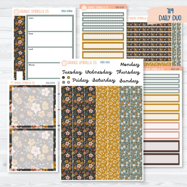 Late Summer Floral Stickers | 7x9 Daily Duo Planner Kit Stickers | Living Is Easy | 332-131