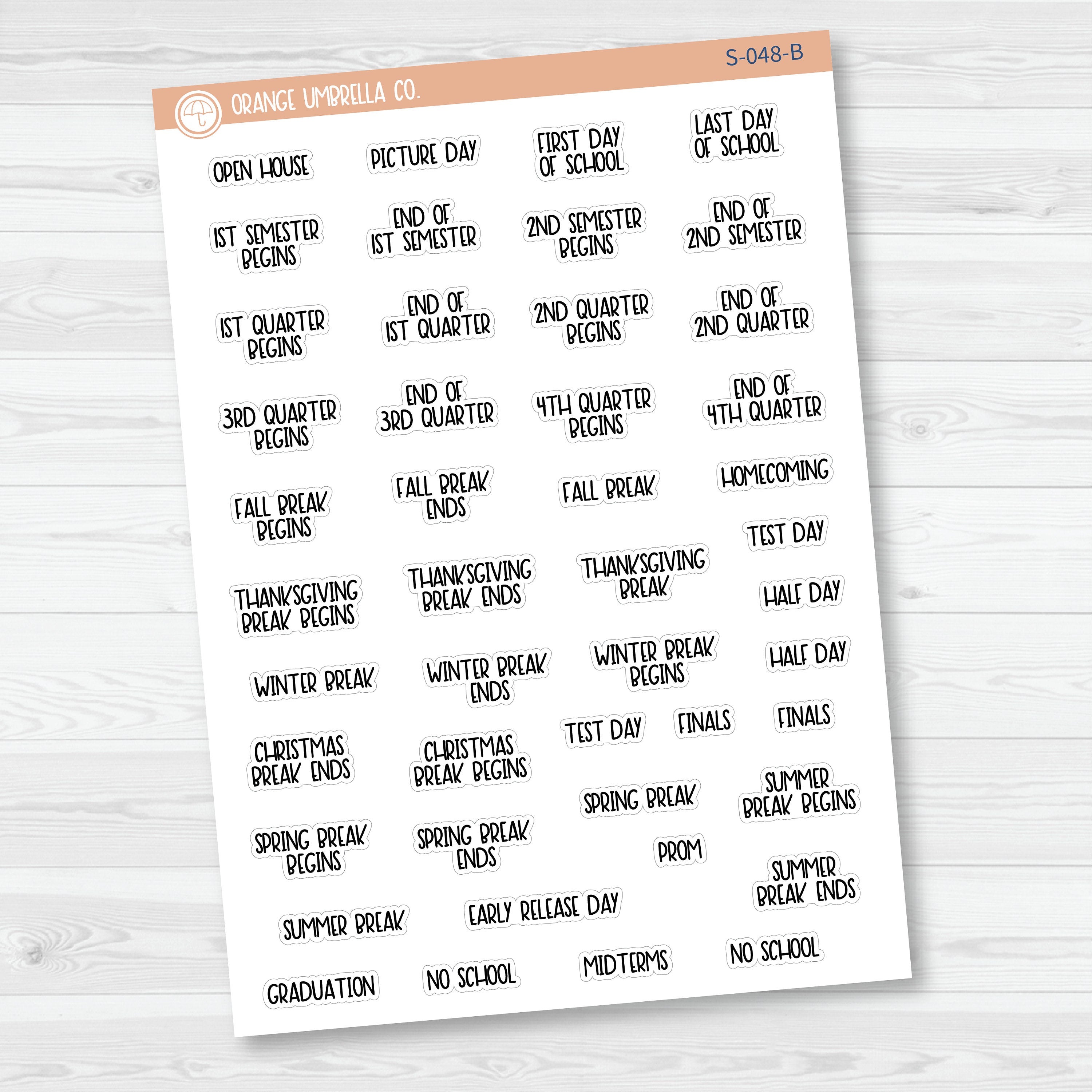 School Related Holiday Mini Script Planner Stickers | F8 | S-048