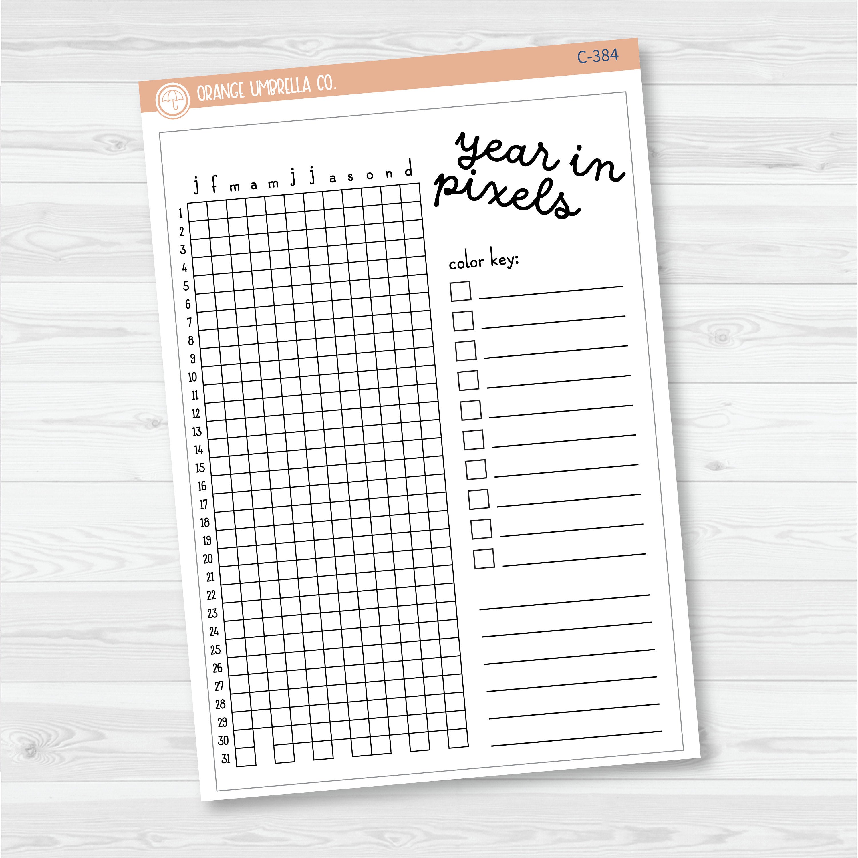 NP-Year In Pixels; January start or July Start Full Page A5 & 7x9 Size Deco Planner Stickers | C-384-385