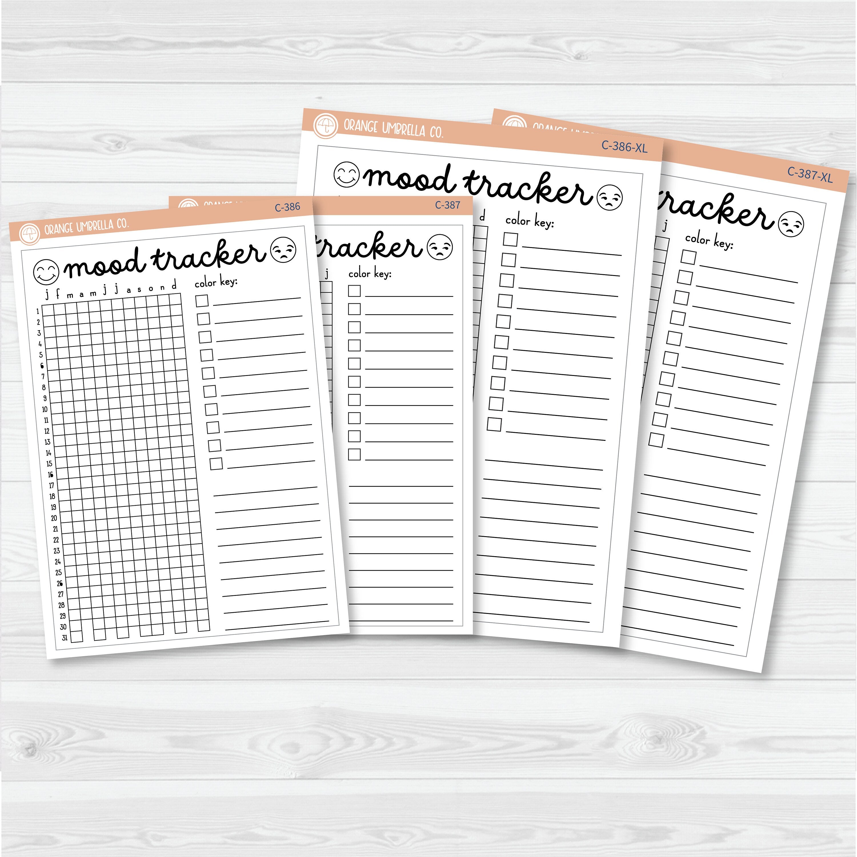NP-Mood Tracker In Pixels; January start or July Start Full Page A5 & 7x9 Size Deco Planner Stickers | C-386-387