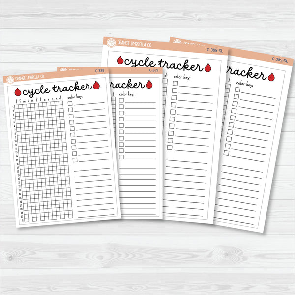 NP-Cycle Tracker In Pixels; January start or July Start Full Page A5 & 7x9 Size Deco Planner Stickers | C-388-389