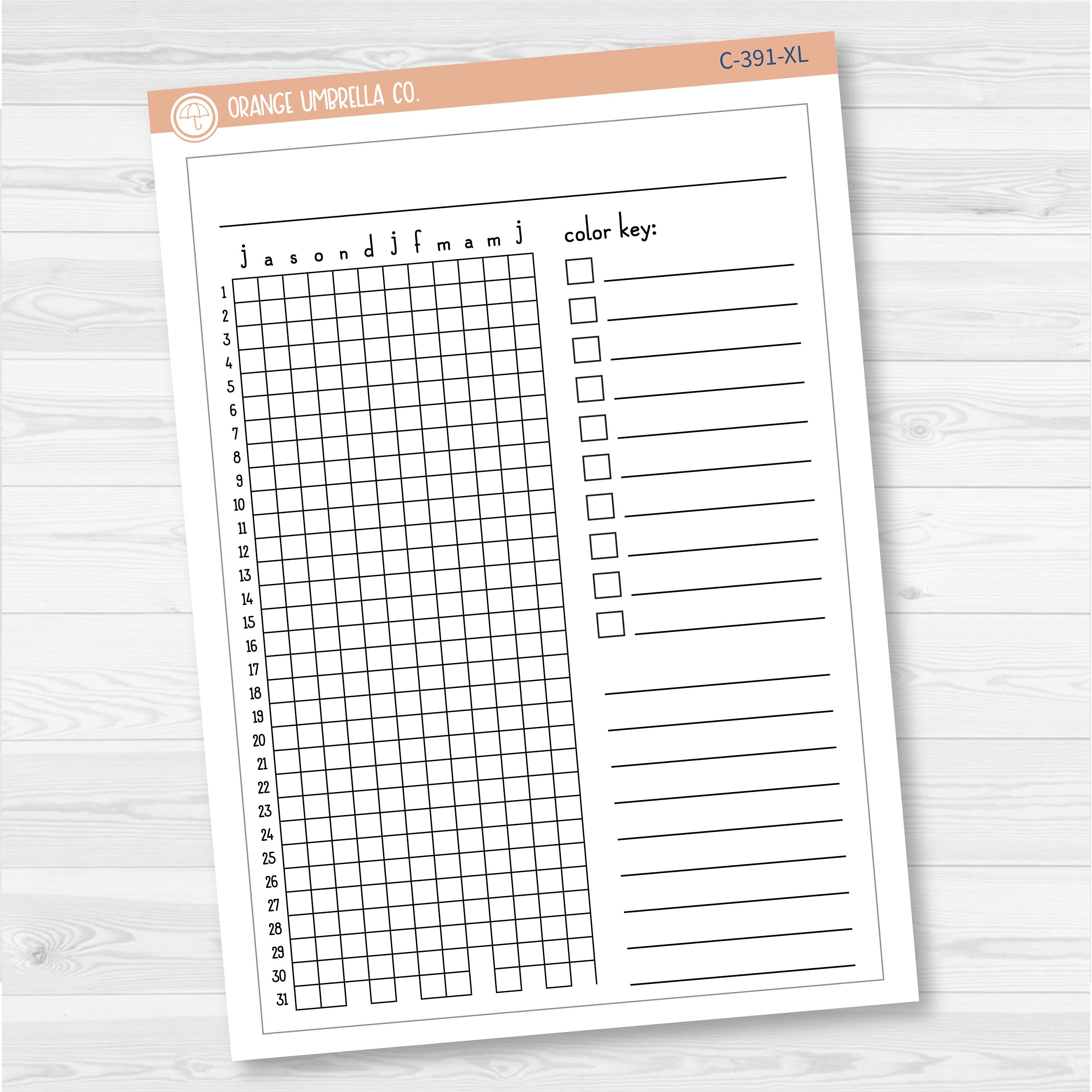 NP-Blank Tracker; January start or July Start Full Page A5 & 7x9 Size Deco Planner Stickers | C-390-391