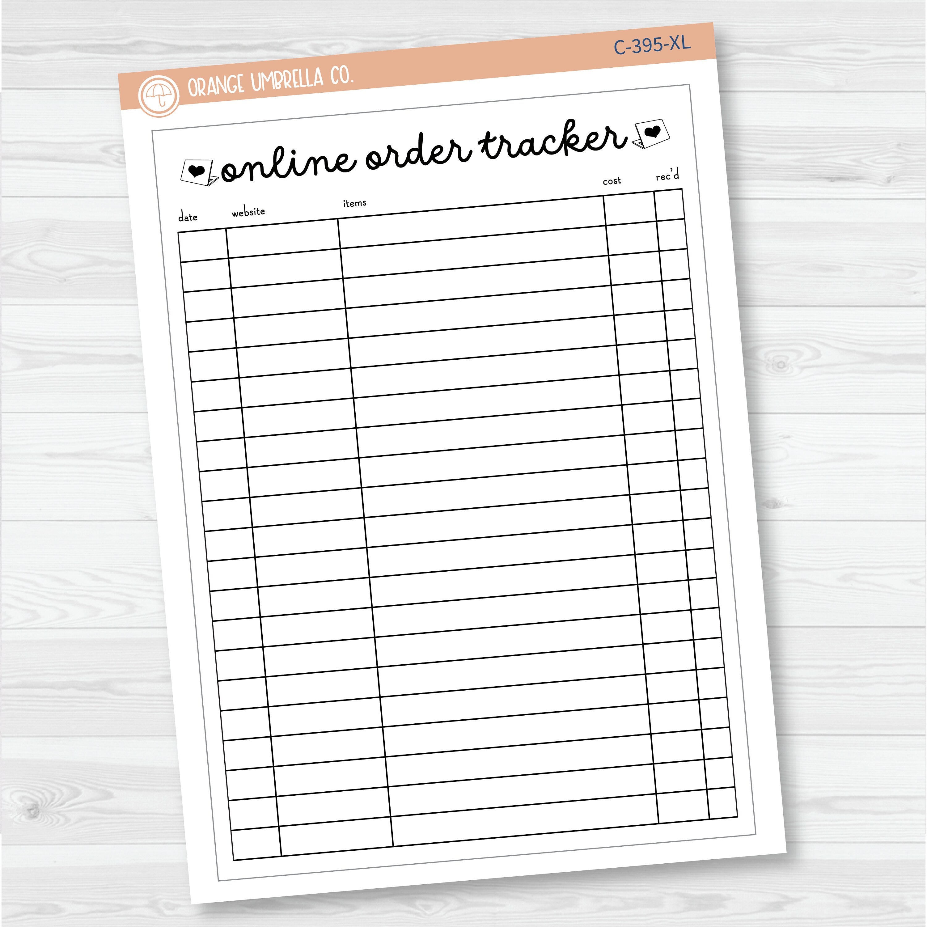 NP-Online Orders Tracker Full Page A5 & 7x9 Deco Planner Stickers | C-395