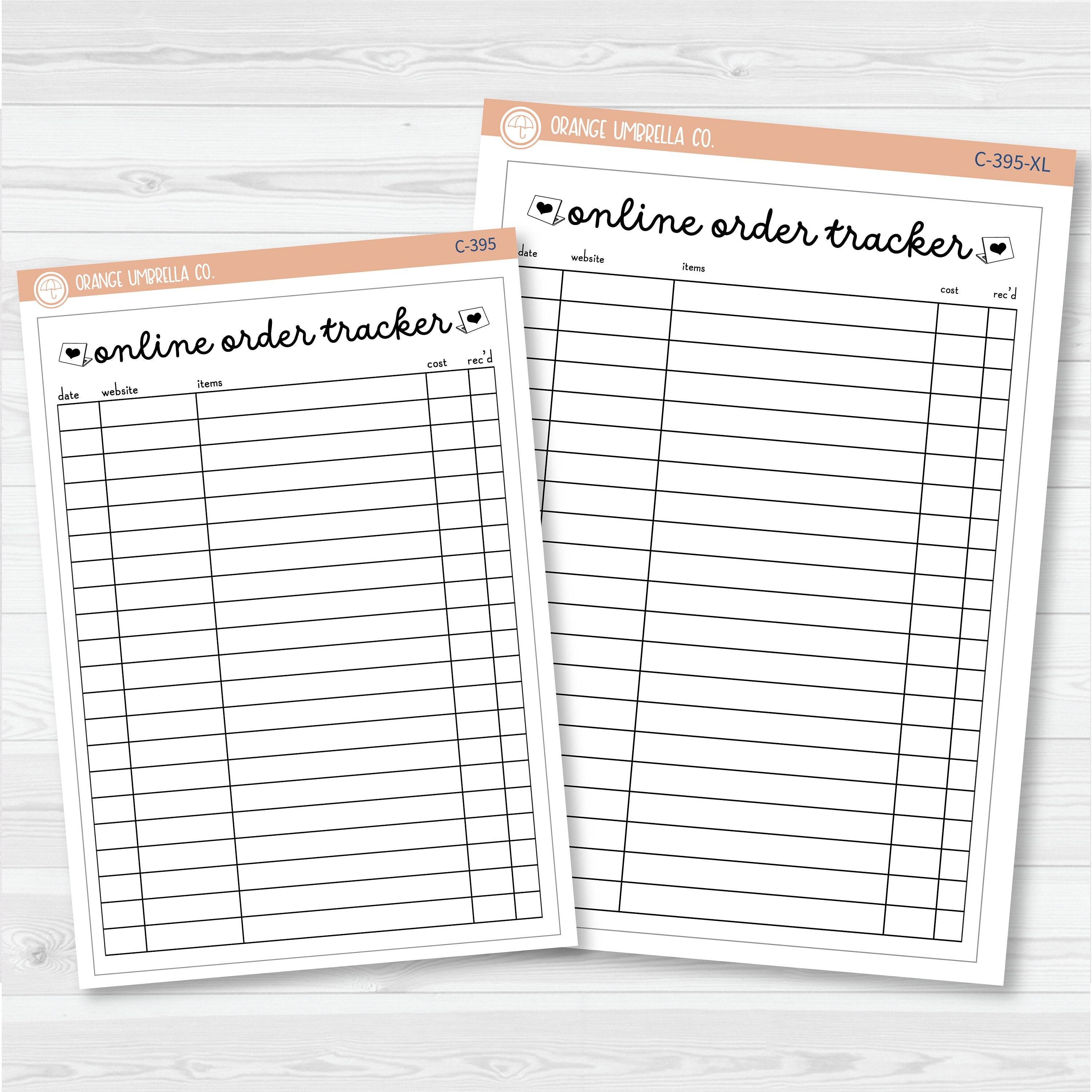 NP-Online Orders Tracker Full Page A5 & 7x9 Deco Planner Stickers | C-395