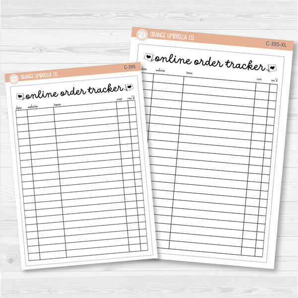 NP-Online Orders Tracker Full Page A5 & 7x9 Deco Planner Stickers | C-395
