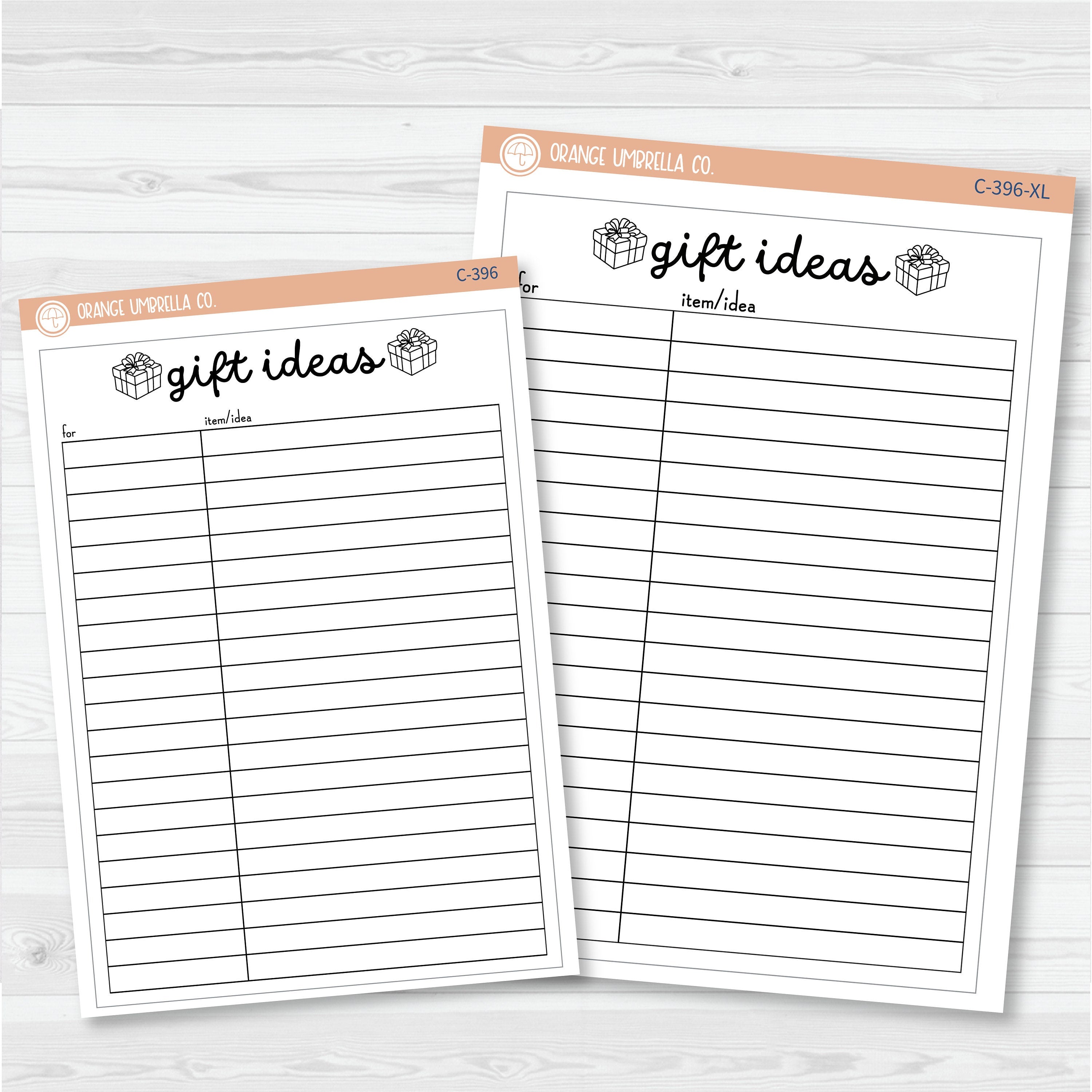 NP-Gift Ideas Tracker Full Page A5 & 7x9 Deco Planner Stickers | C-396