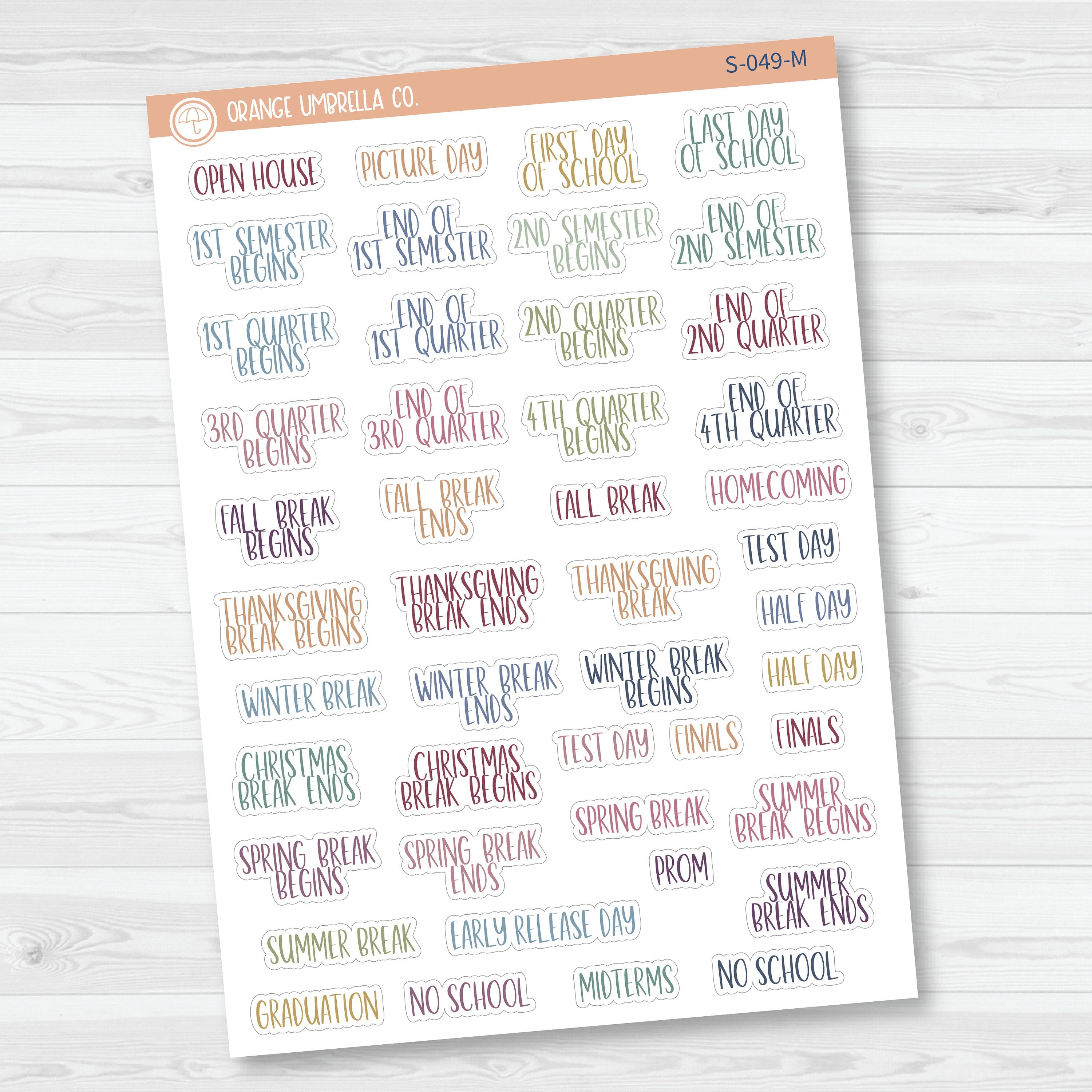 NP-School Related Holiday Script Planner Stickers | F13 | S-049