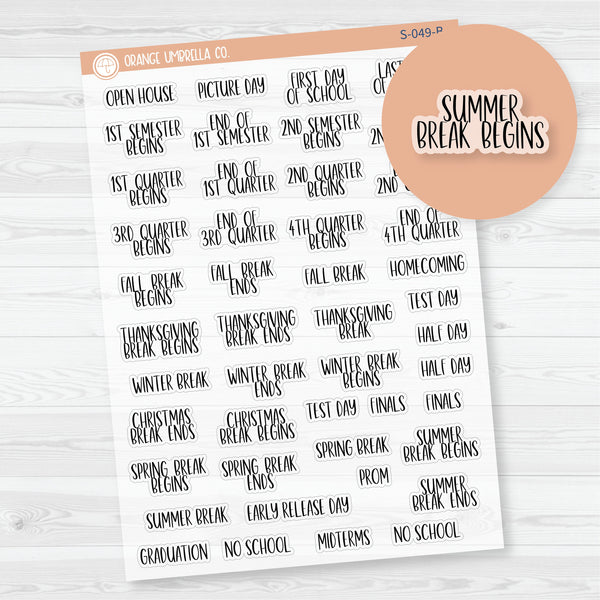 NP-School Related Holiday Script Planner Stickers | F13 | S-049-BCM