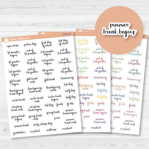 NP-School Related Holiday Script Planner Stickers | F14 | S-051