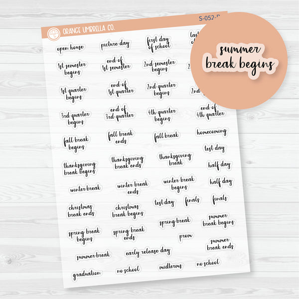 NP-School Related Holiday Mini Script Planner Stickers | F14 | Clear Matte | S-052-BCM