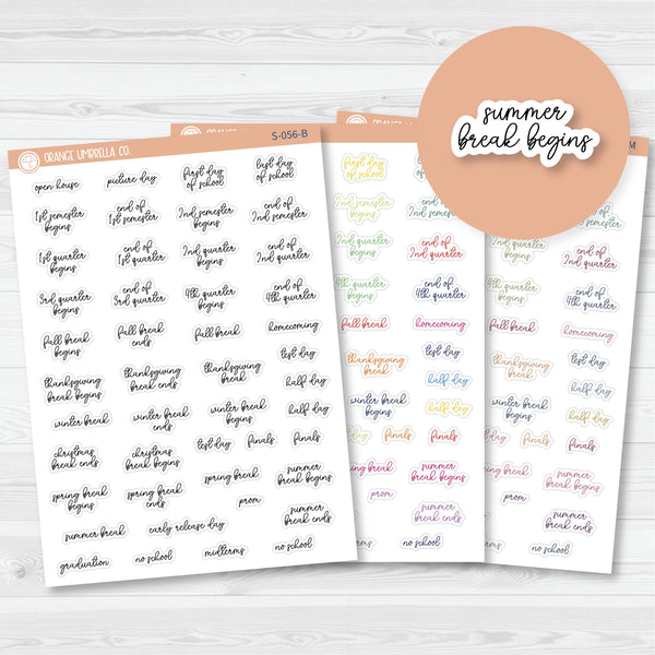 NP-School Related Holiday Mini Script Planner Stickers | F15 | S-056