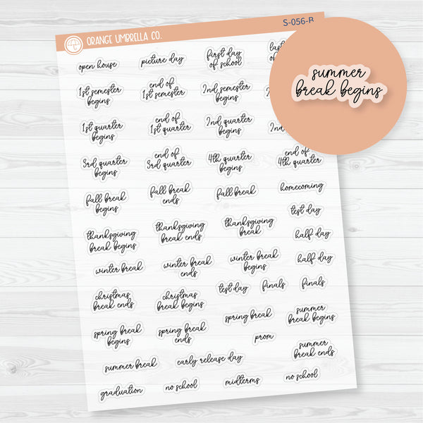 NP-School Related Holiday Mini Script Planner Stickers | F15 | Clear Matte | S-056-BCM