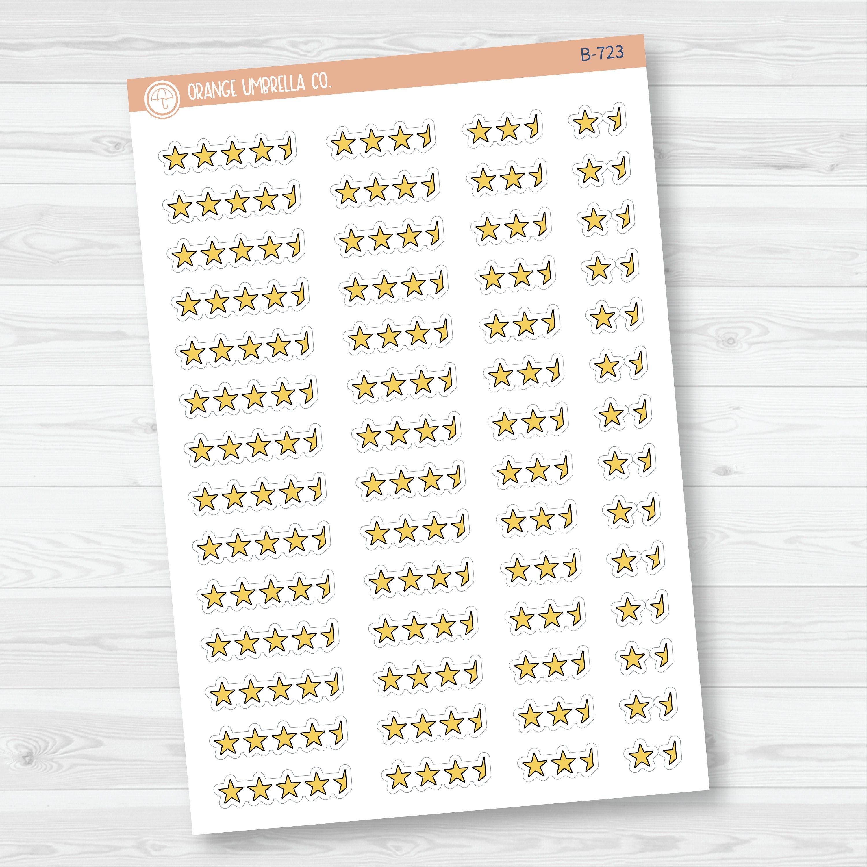 Star\Half Star Rating - Movie and Book Icon Tracker Planner Stickers | B-722 & B-723