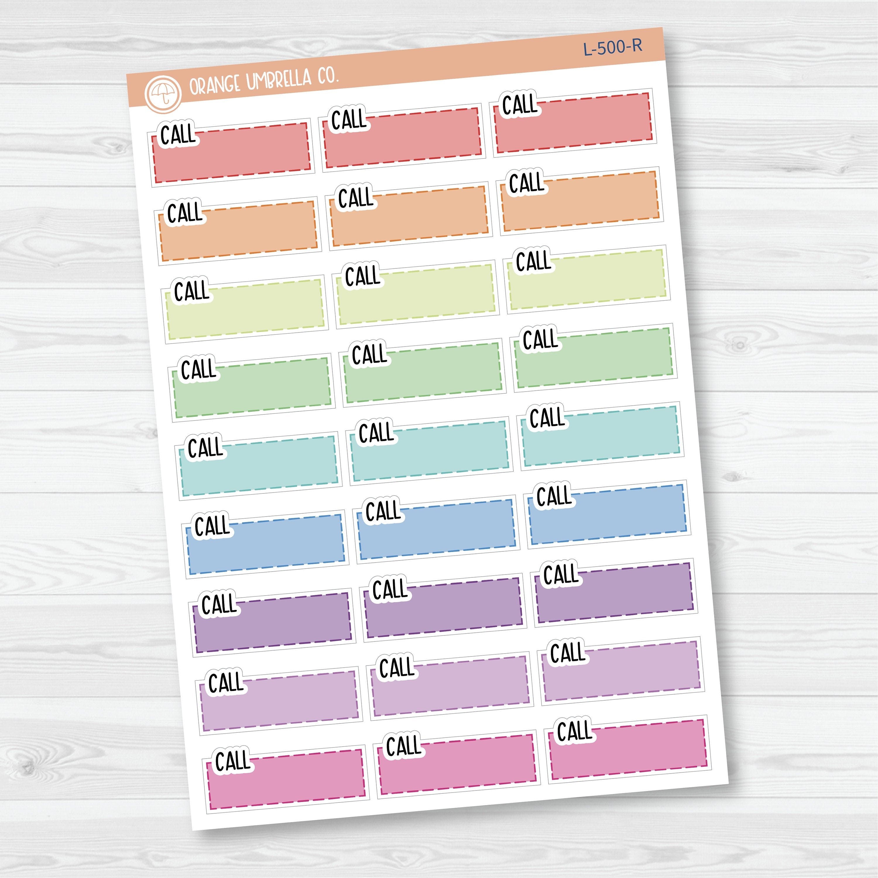 Call Color Stitched Quarter Box Planner Stickers | L-500