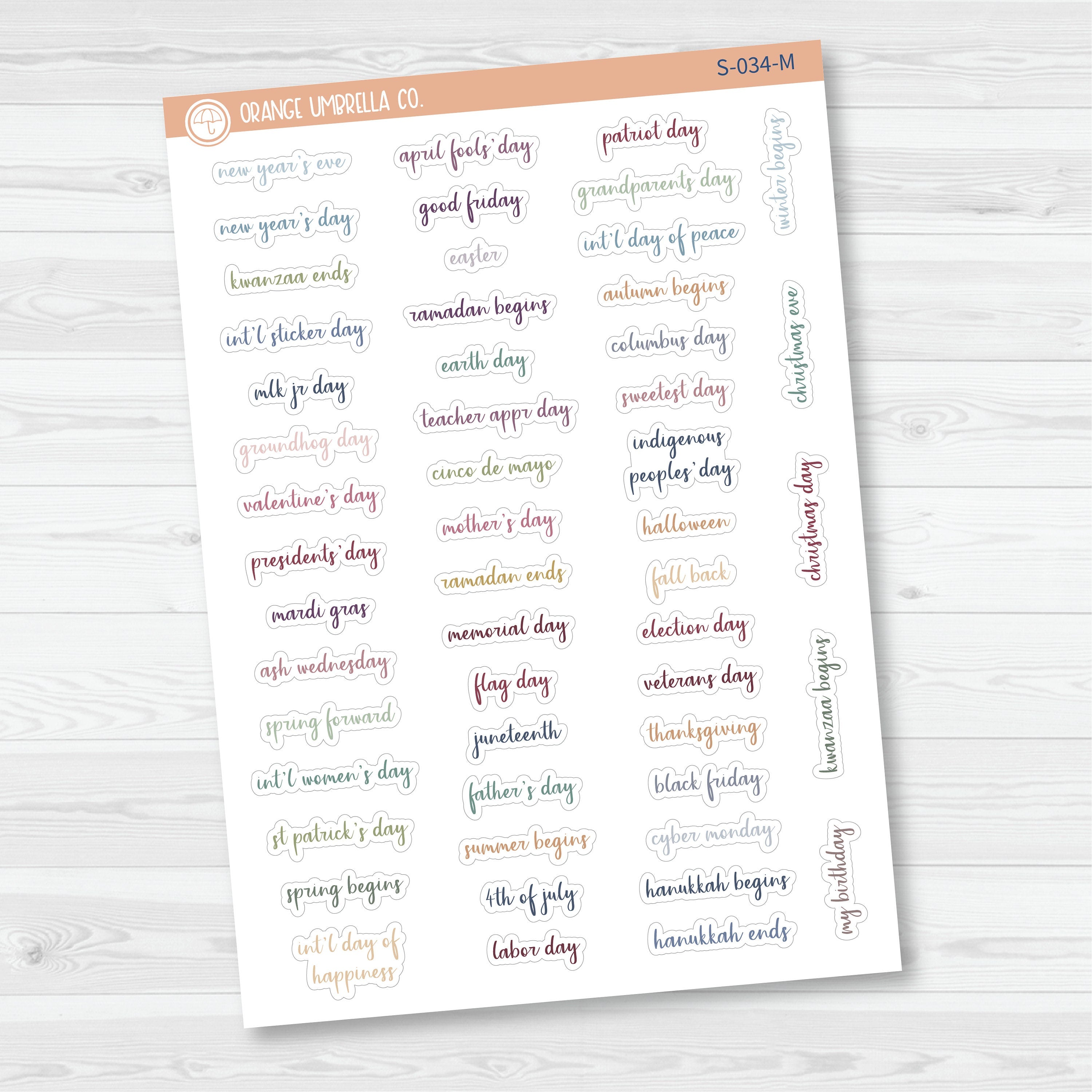 US Holiday - Mini Script Planner Stickers | F14 | S-034