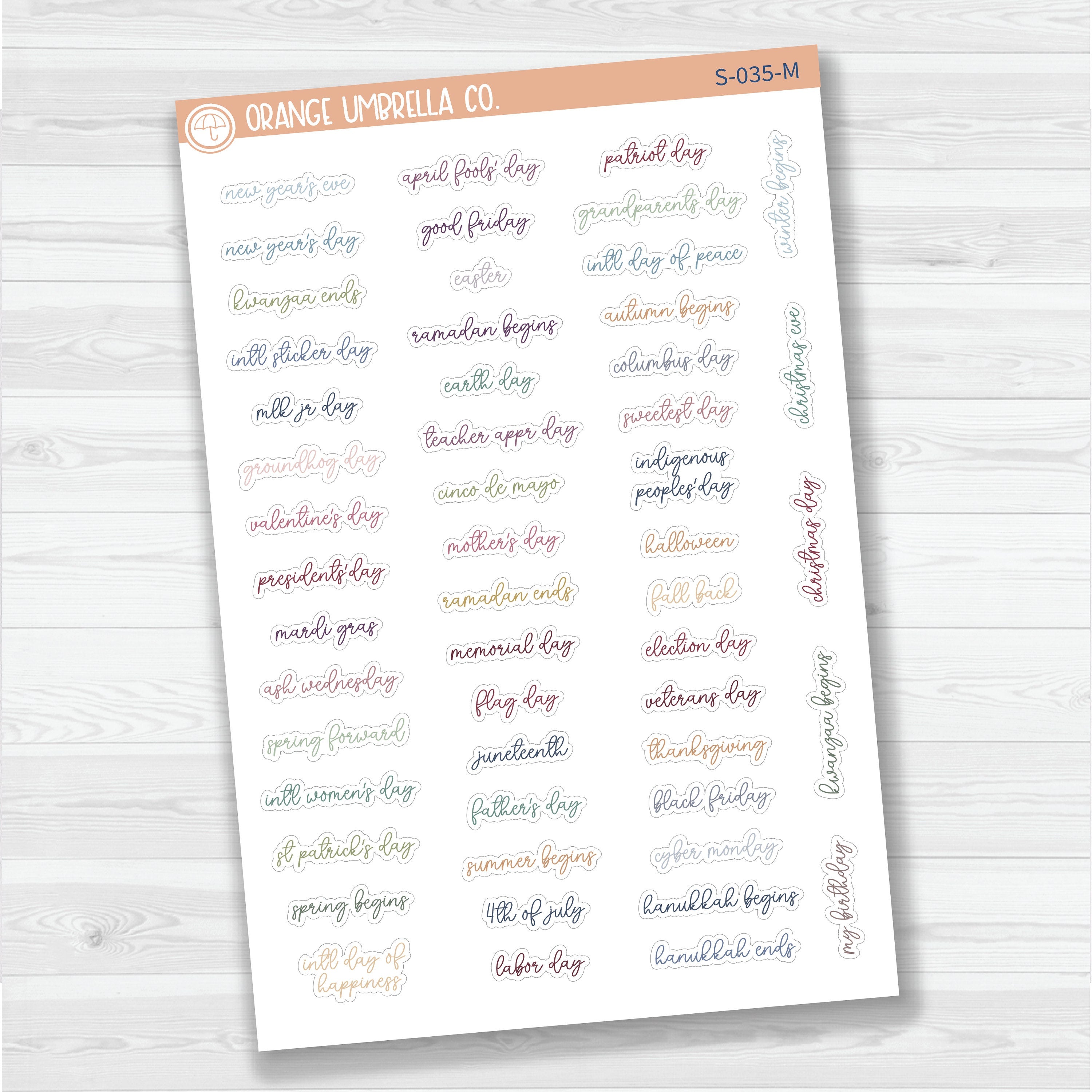 US Holiday Script Planner Stickers | F15 | S-035