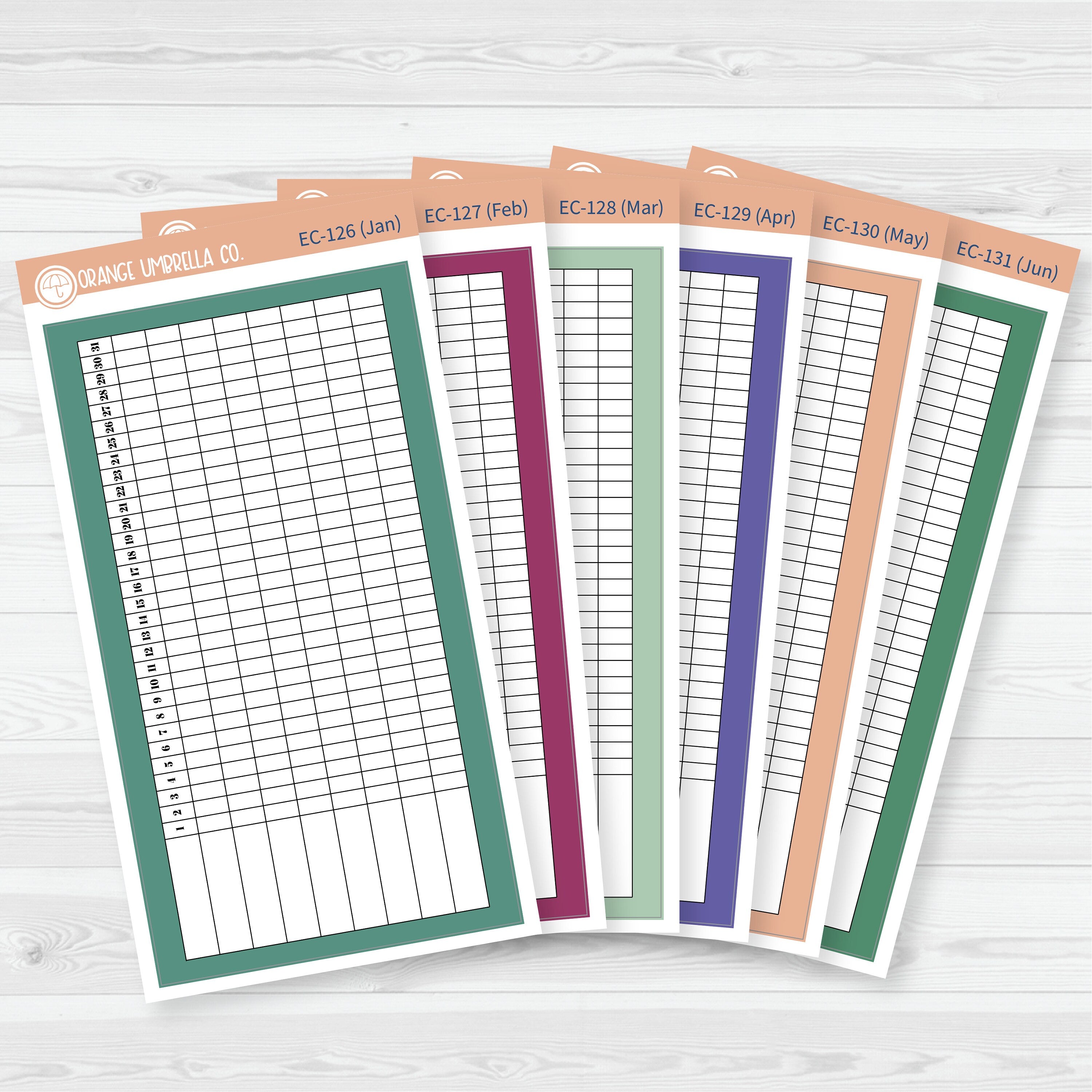 A5 Habit Tracker Dashboard Planner Stickers | EC Palette Jan to June | F19 | ECP-126-ECP-131