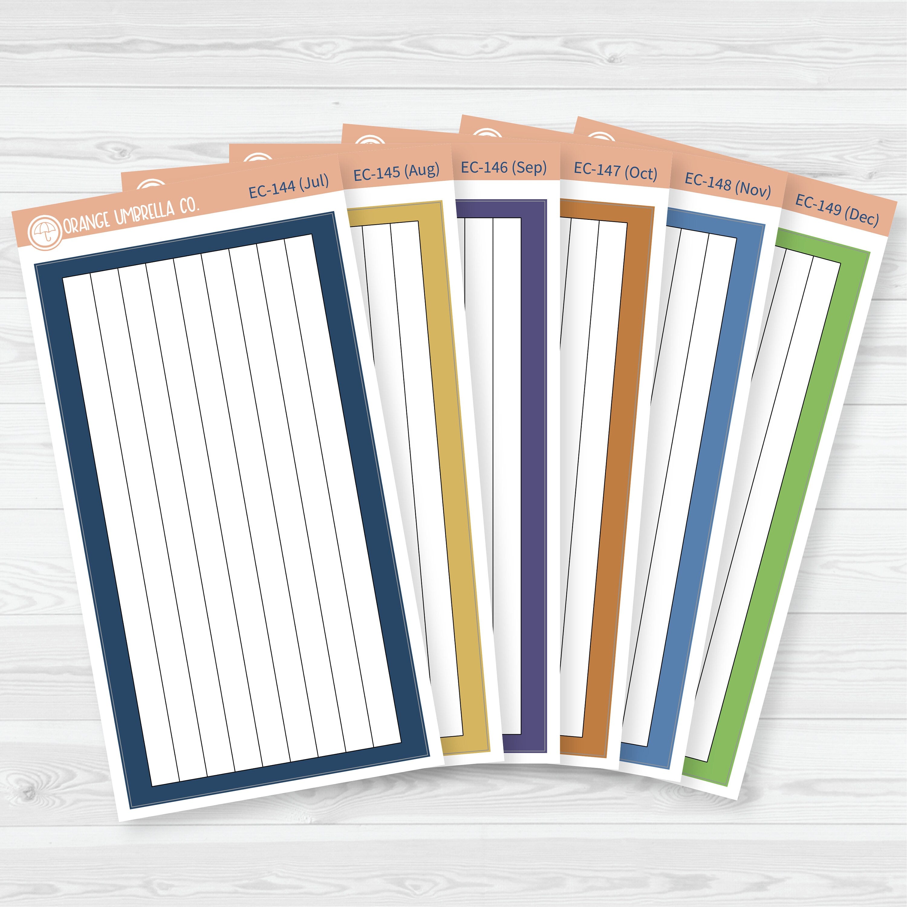 A5 Lined Dashboard Planner Stickers | EC Palette July to Dec | F19 | ECP-144-ECP-149
