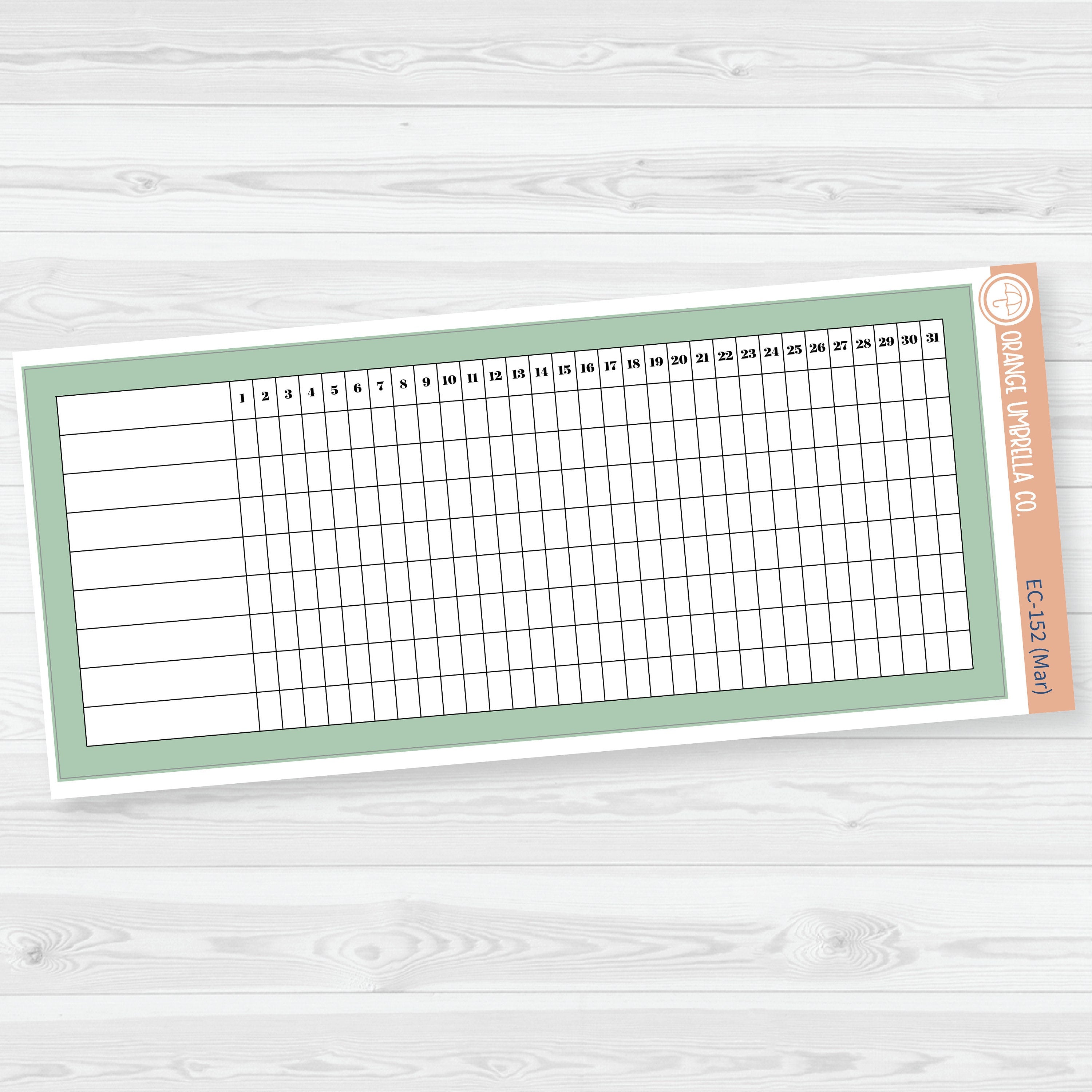 7x9 Habit Tracker Dashboard Planner Stickers | EC Palette Jan to June | ECP-150-ECP-155