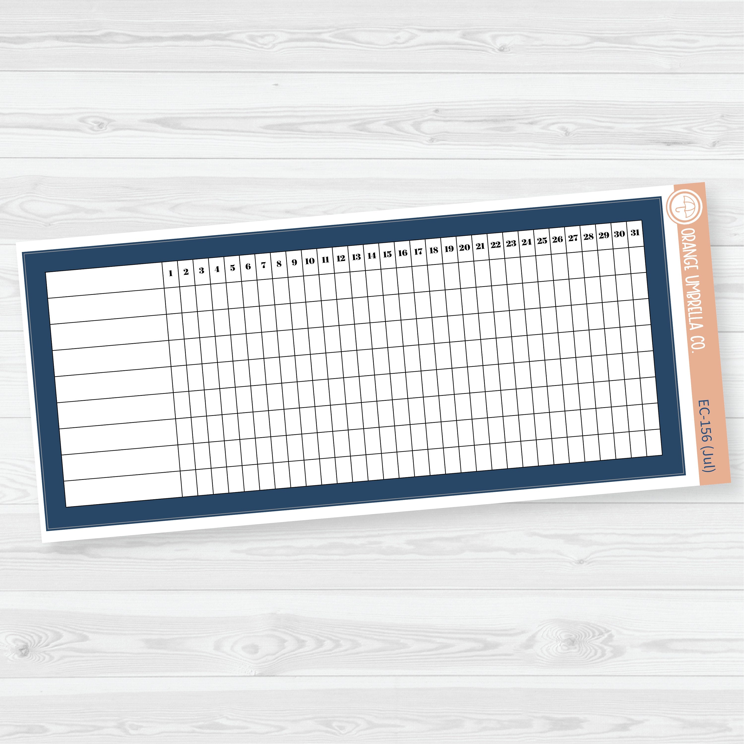 7x9 Habit Tracker Dashboard Planner Stickers | EC Palette July to Dec | ECP-156-ECP-161