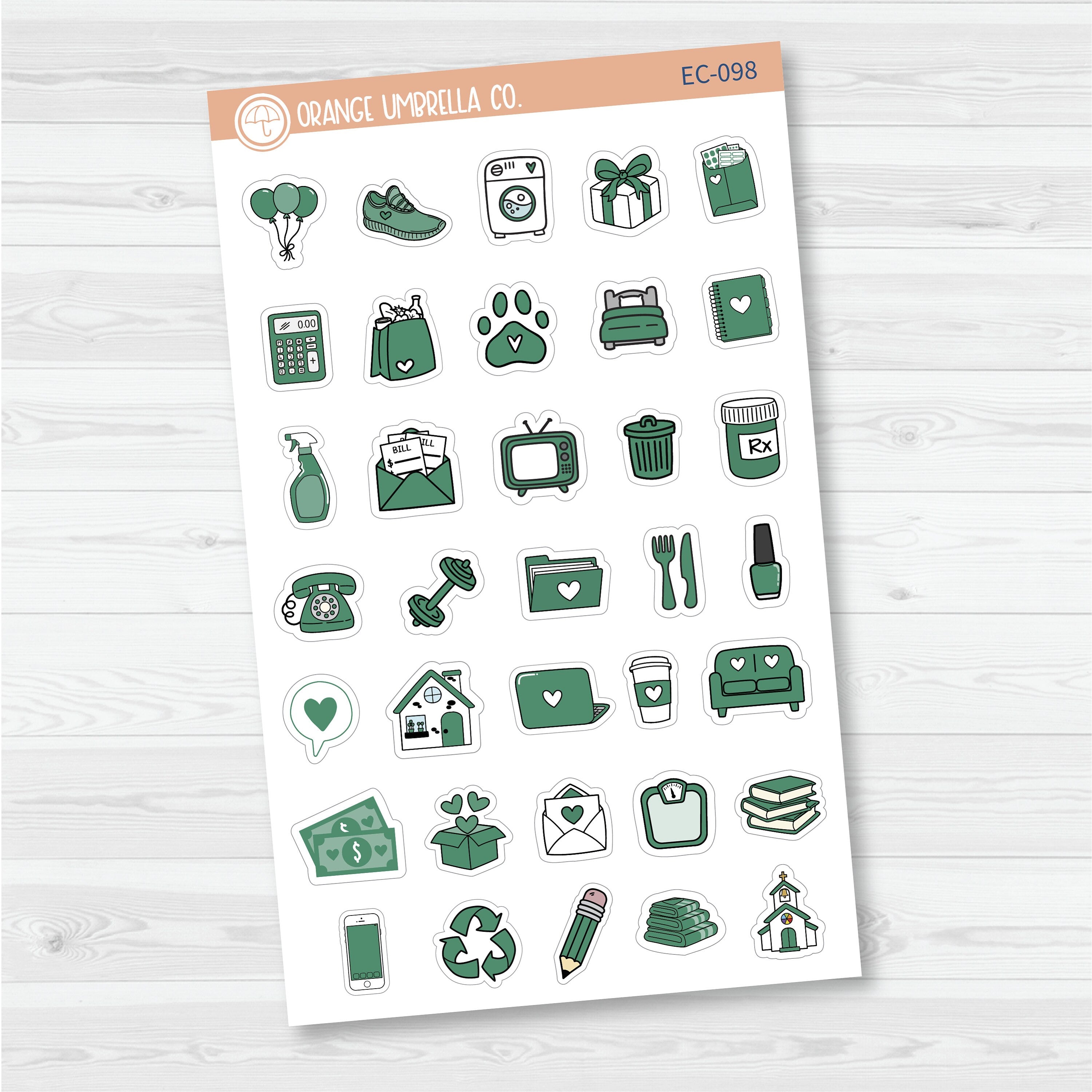NP-Doodle Icon Planner Stickers | For Erin Condren Evolve Planners | EC-093-098
