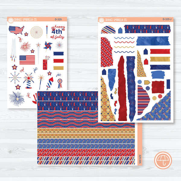 4th of July Planner Kit | Kit Deco Journaling Planner Stickers | Liberty | D-329