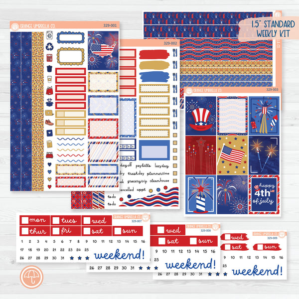 4th of July Sticker Kit | Weekly Planner Kit Stickers | Liberty | 329-001