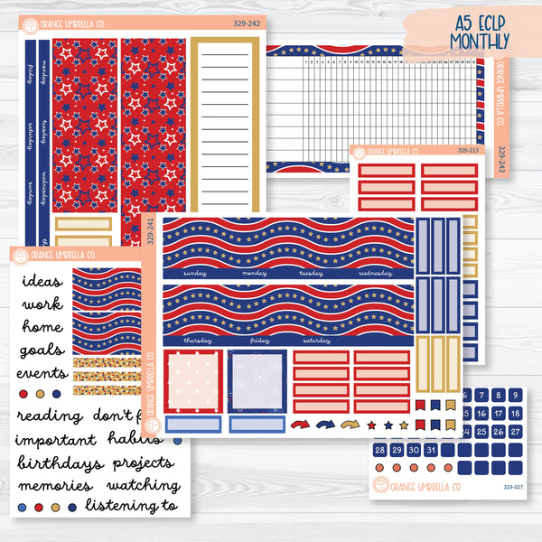 4th Of July Kit | EC Monthly & Dashboard Planner Kit Stickers | Liberty | 329-241