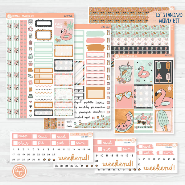 Flamingo Summer Stickers | Weekly Planner Kit Stickers | Flamingo Floaties | 330-001