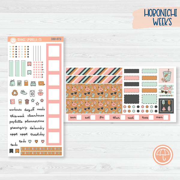 Flamingo Summer Hobonichi Weeks Planner Kit Stickers | Flamingo Floaties | 330-071