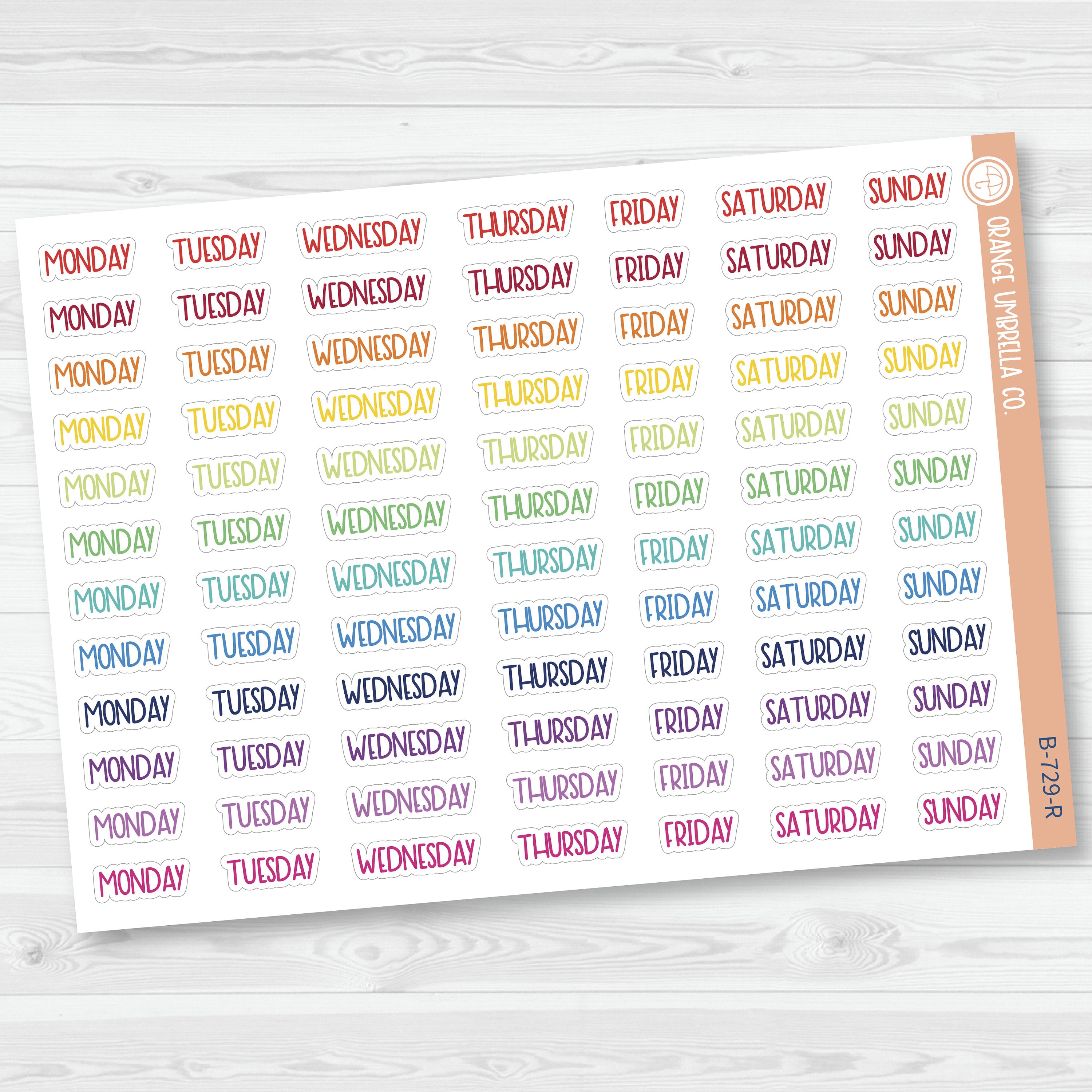 Day of the Week Header Planner Stickers | F8 | B-729