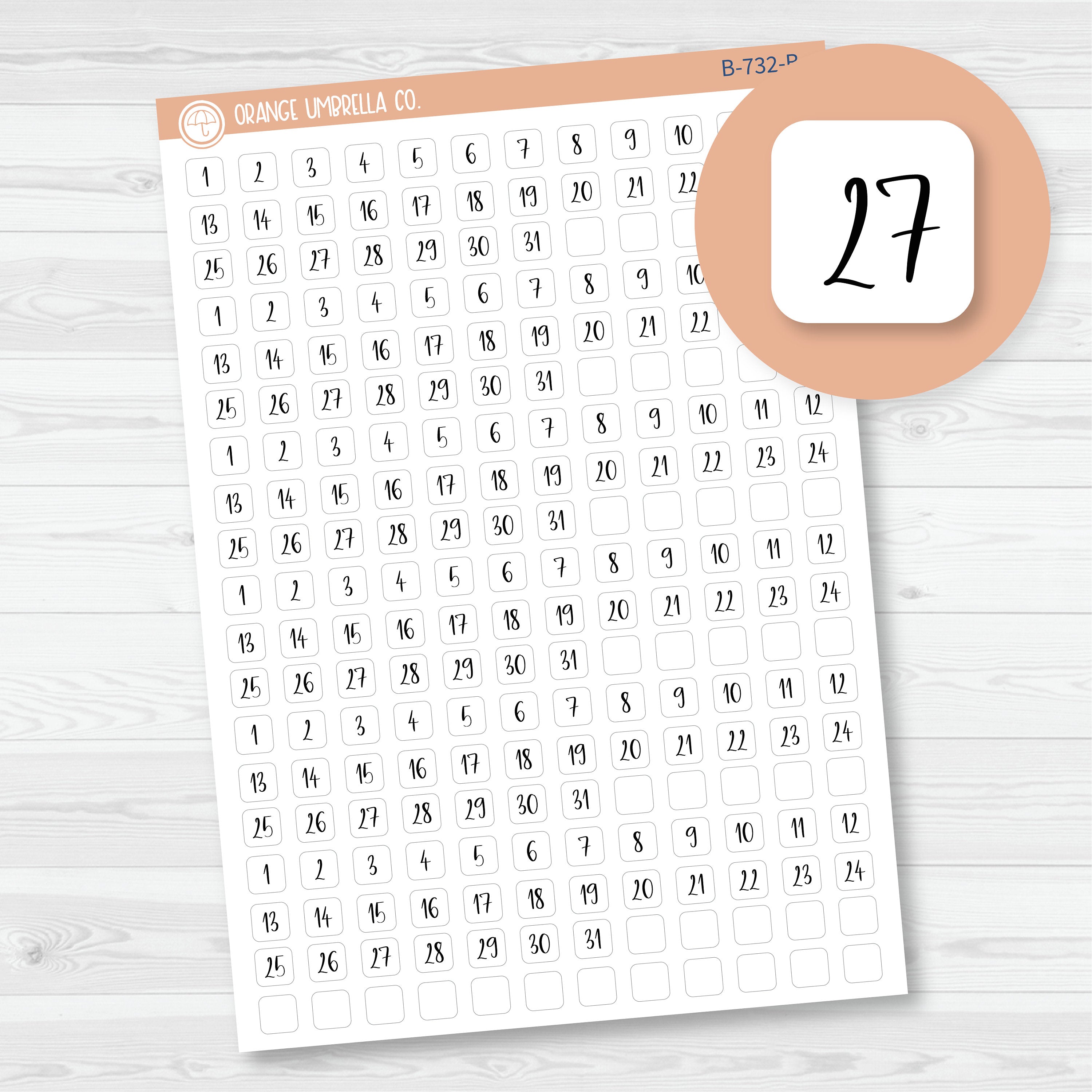 Mini Date Dots | 6 Months Planner Stickers | F14 Print Square | B-732-B