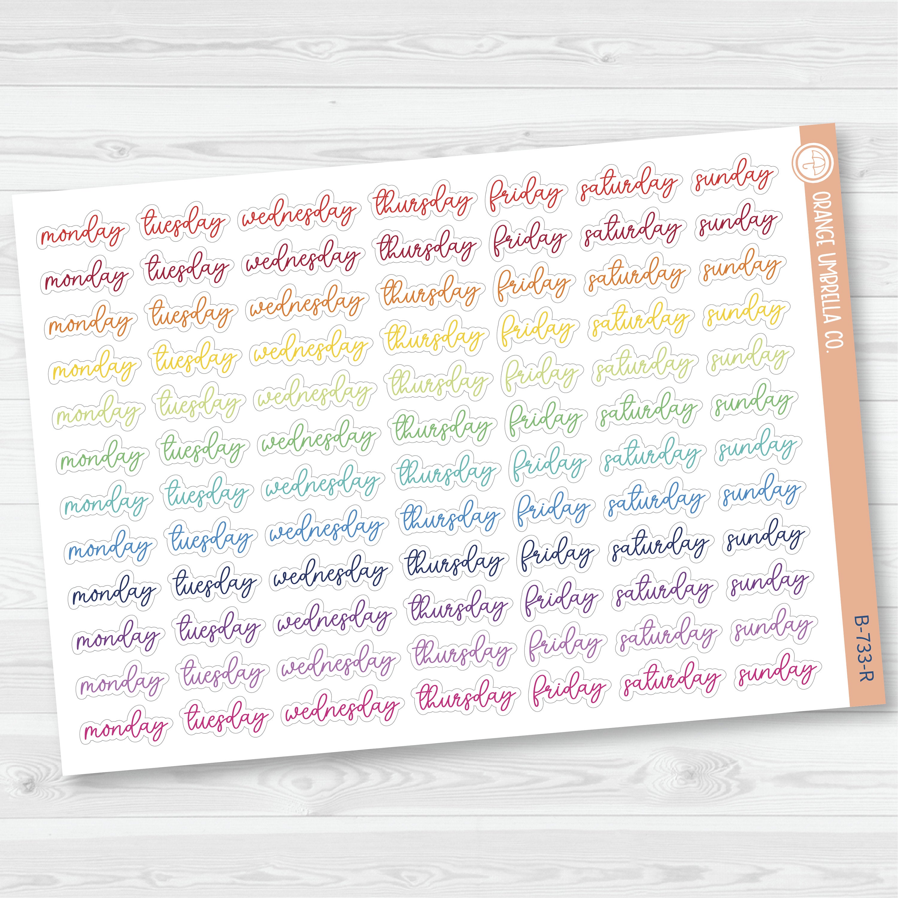 Day of the Week Header Planner Stickers | F15 | B-733
