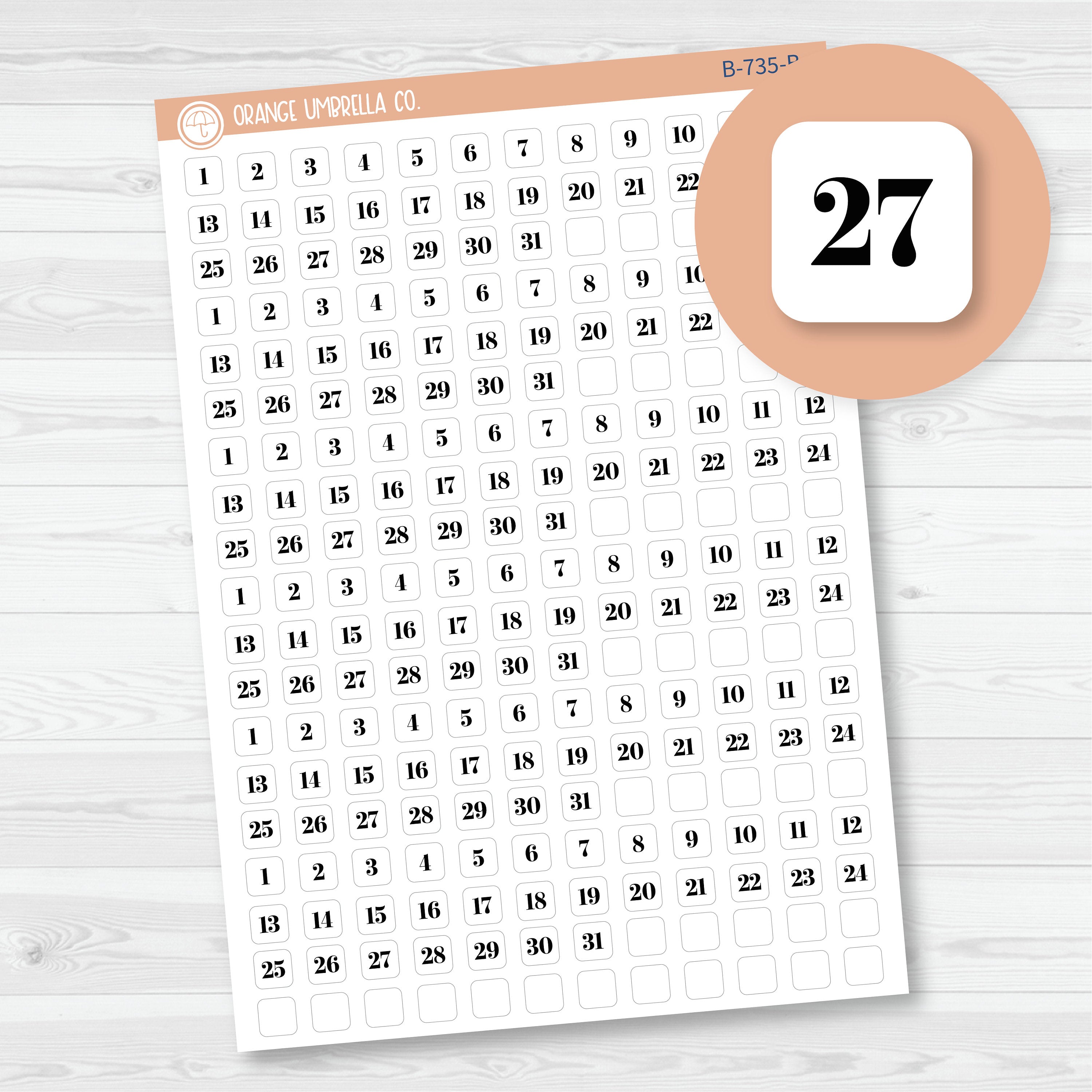 Mini Date Dots | 6 Months Planner Stickers | F19 Print Square | B-735-B