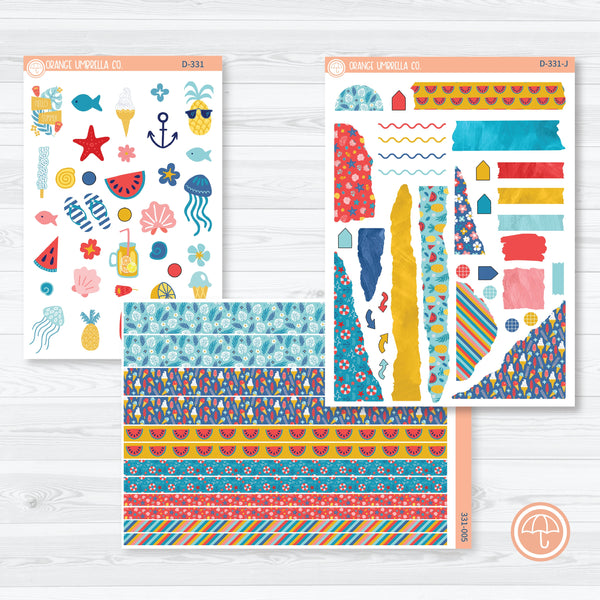Summer Beachside Party Stickers | Kit Deco Journaling Planner Stickers | Out Of Office | D-331