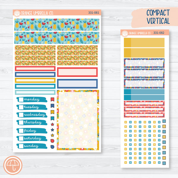 Summer Beachside Party Sticker Kit | Compact Vertical Planner Kit Stickers for Erin Condren | Out Of Office | 331-081