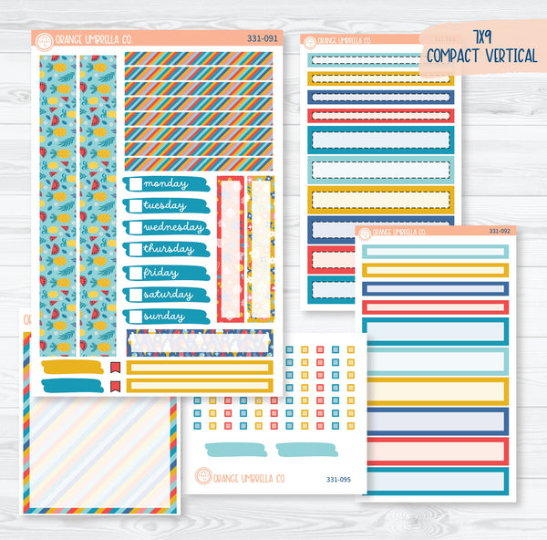 Summer Beachside Party Stickers | 7x9 Compact Vertical Planner Kit Stickers | Out of Office | 331-091