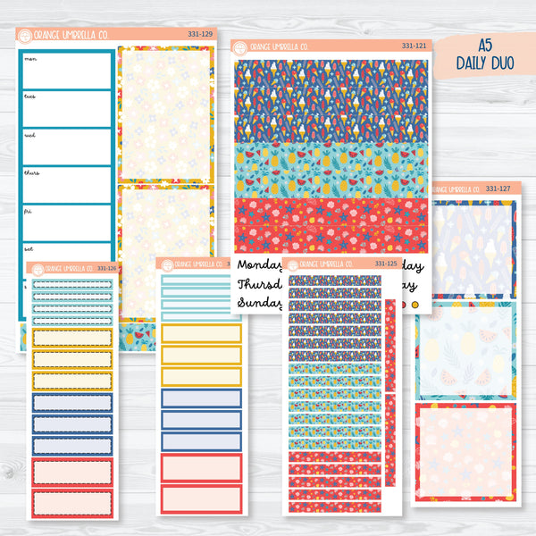 Summer Beachside Party Stickers | A5 Daily Duo Planner Kit Stickers | Out Of Office | 331-121