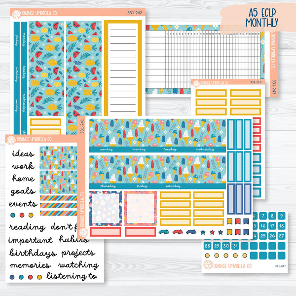 Summer Beachside Party Stickers | A5 EC Monthly & Dashboard Planner Kit Stickers | Out Of Office | 331-241