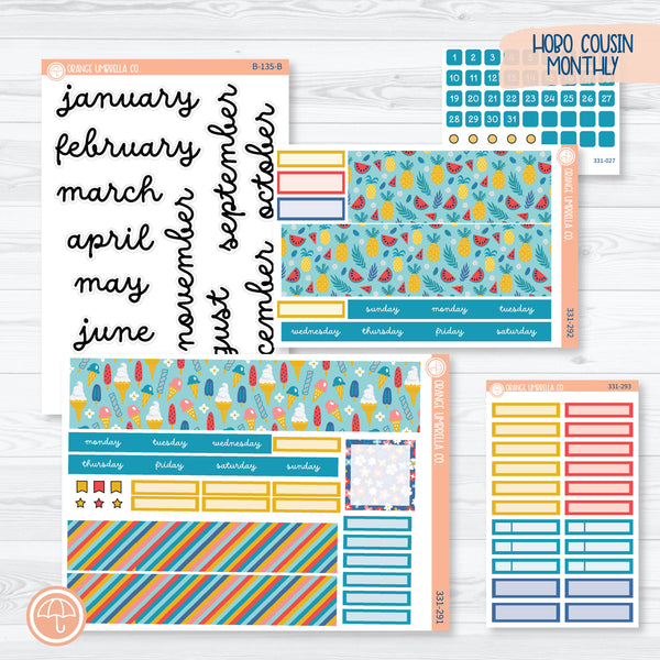 Summer Beachside Party Stickers | Hobonichi Cousin Monthly Planner Kit Stickers | Out Of Office | 331-291