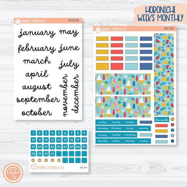 Summer Beachside Party Stickers | Hobonichi Weeks Monthly Planner Kit Stickers | Out Of Office | 331-301